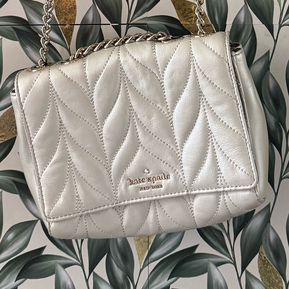 Kate Spade Silver Quilted Shoulder Bag